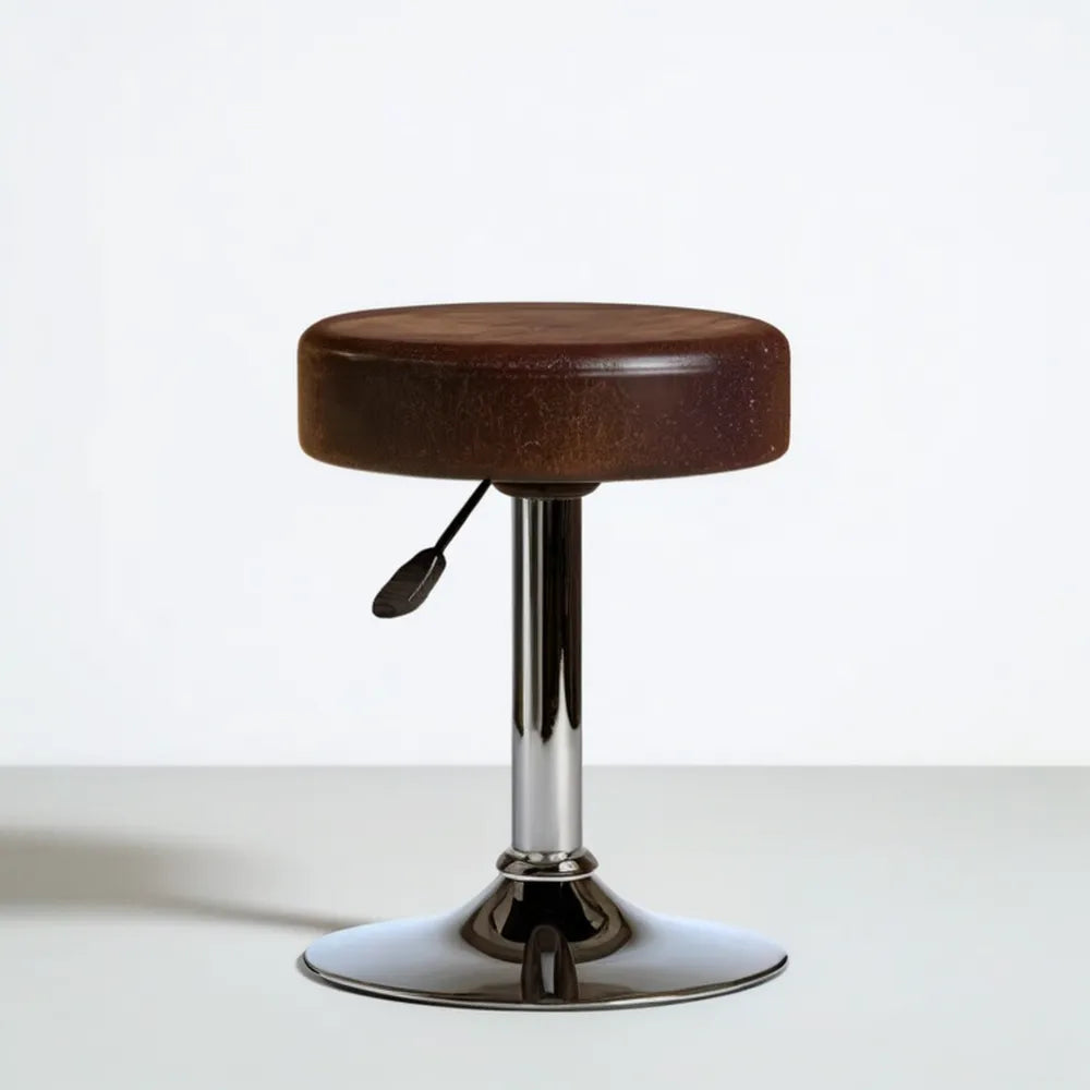 Regulowane siedzisko barowe PU brązowe, Ø 38 cm, wysokość 45–60 cm