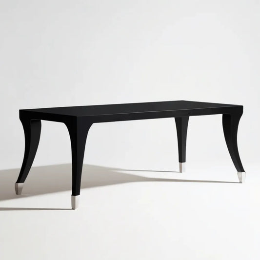 Czarny prostokątny stół 180 x 90 x 75 cm z MDF ze srebrnymi nakładkami