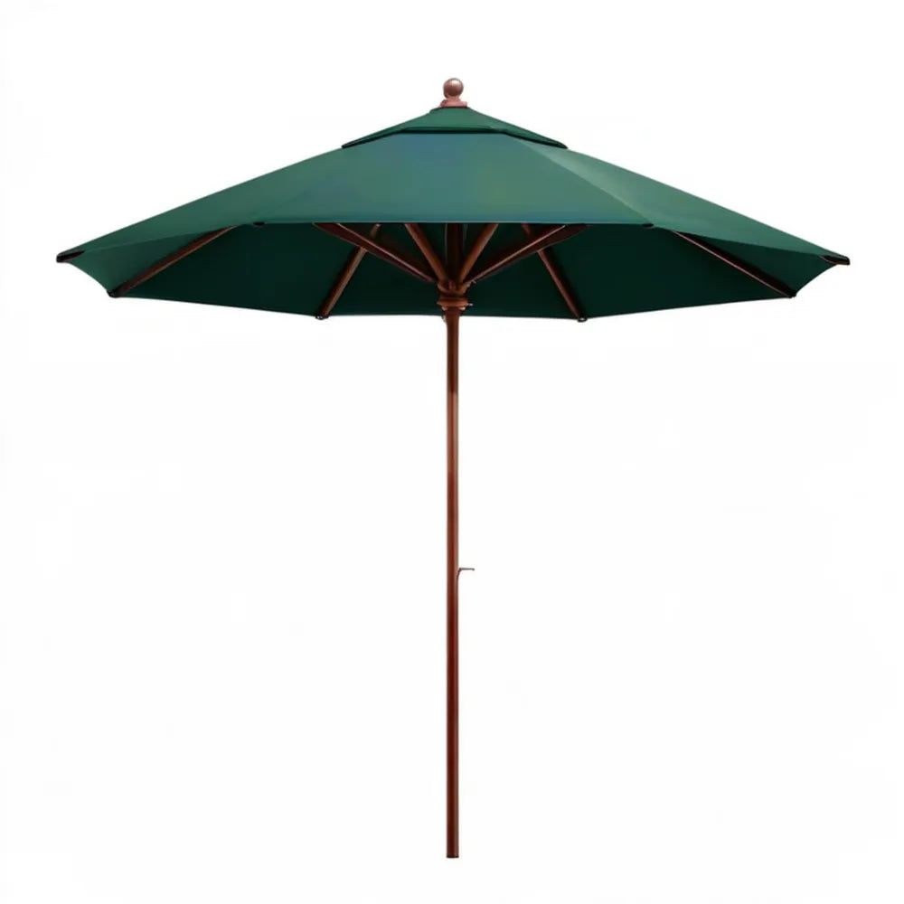 Ośmiokątny parasol ogrodowy 300 cm z drewnianym masztem, ciemnozielony/brązowy