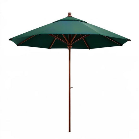 Ośmiokątny parasol ogrodowy 300 cm z drewnianym masztem, ciemnozielony/brązowy