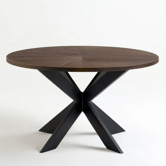 Okrągły stół jadalniany z blatem MDF, ciemny orzech/czarny, Ø120 × 75 cm