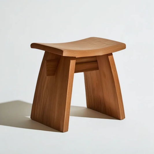Taboret z litego drewna dębowego, naturalny brąz dębowy, 45 × 35 × 45 cm